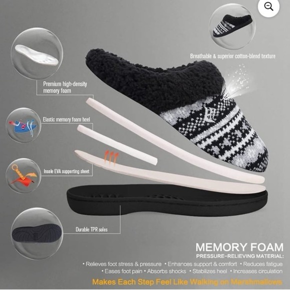 New Cuddle Duds Homgreen Women's Memory Foam House Slippers Sweater Knit Embroid - Picture 3 of 9